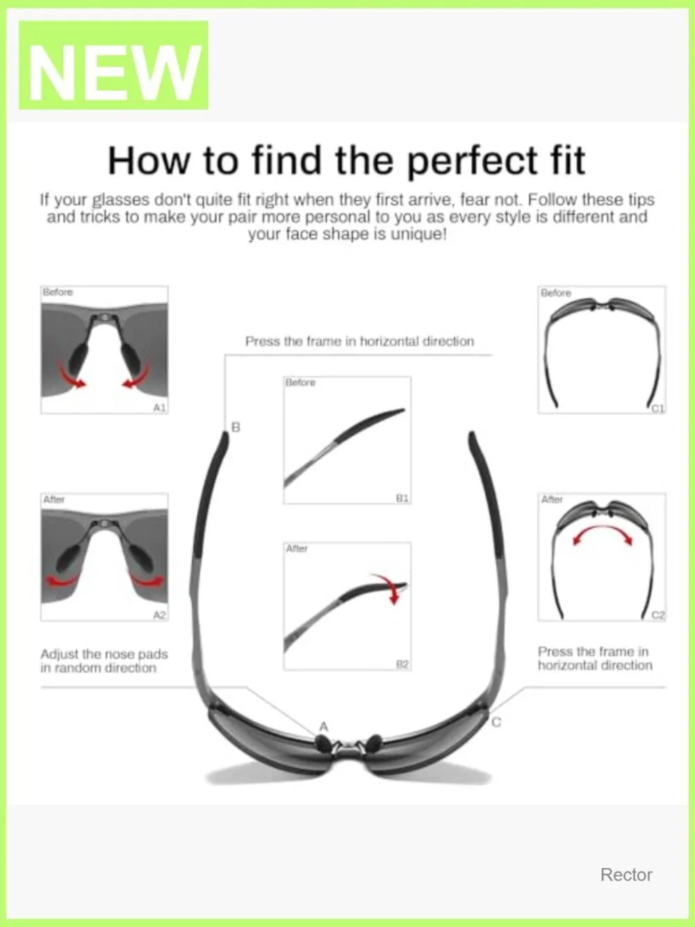 Mens Sports Polarized Sunglasses UV Protection Semi-Rimless Square